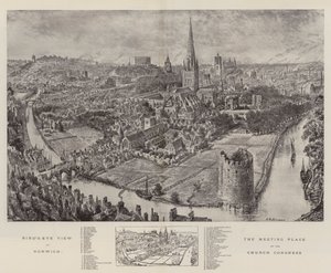 Vista aérea de Norwich, el lugar de reunión del Congreso de la Iglesia